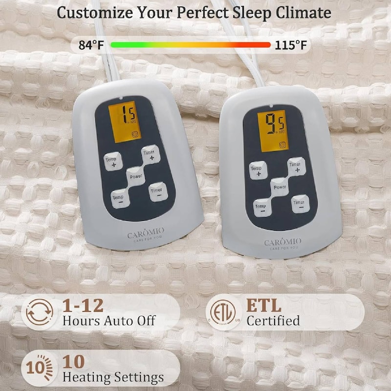 Heated Electric Blanket with LCD Dual Controller, Beige