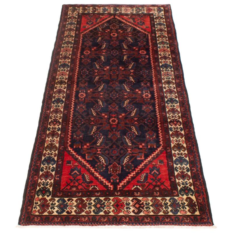 ECARPETGALLERY Hand-knotted Anadol Navy, Red Wool Rug - 3'8 x 10'0