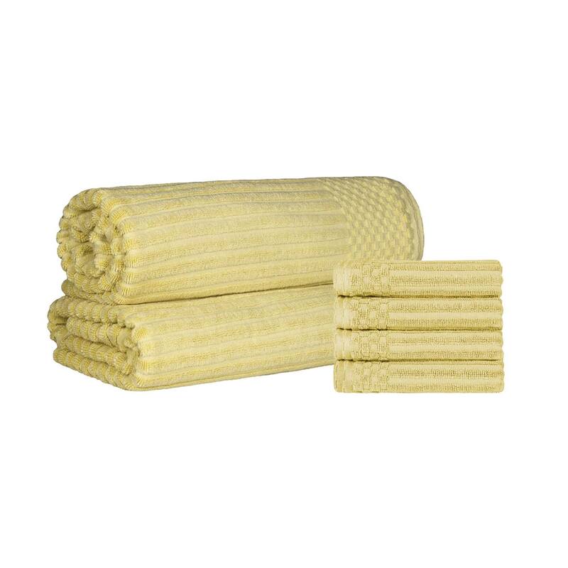 Ribbed Cotton Absorbent Heavyweight Hand Towel and Bath Sheet Set by Superior