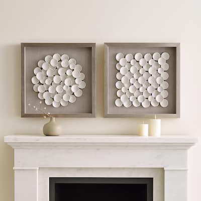 Resin Dimensional Petal Canvas Wall Art (Set of 2) - 20" White