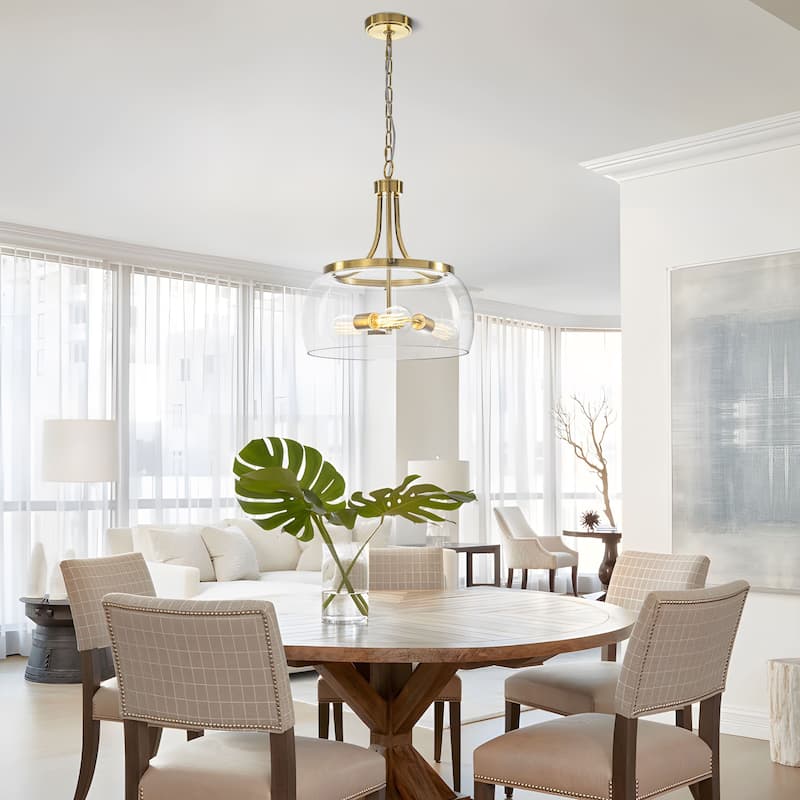 Starsky 1/3-Light Modern Clear Glass Dome Pendant Light