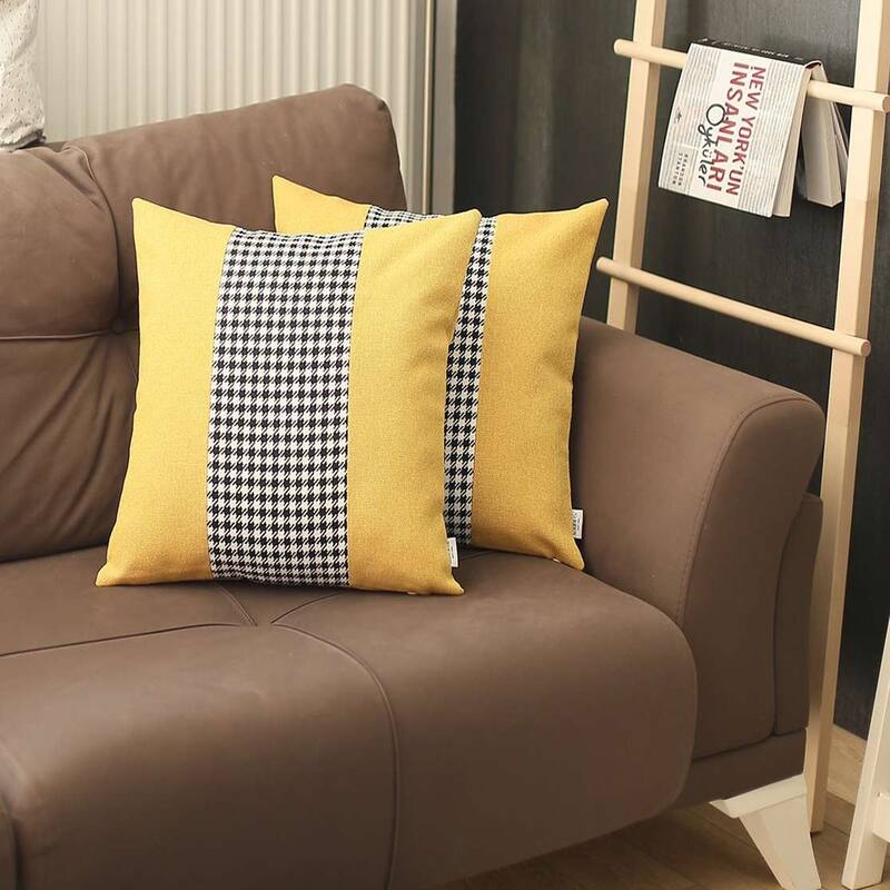 Set Of 2 Yellow And Black Houndstooth Pillow Covers Bed Bath & Beyond