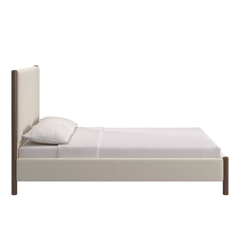 Eldra Cream Boucle Upholstered Platform Bed by iNSPIRE Q Modern