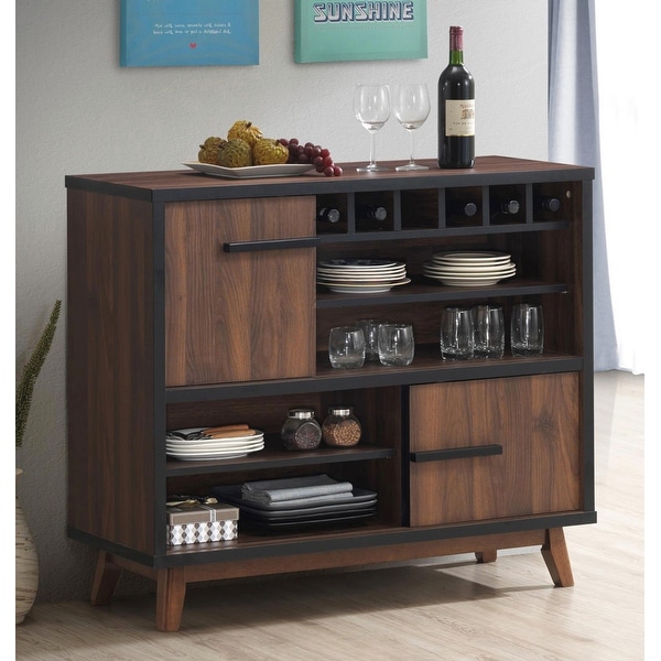 Dark walnut bar deals cabinet