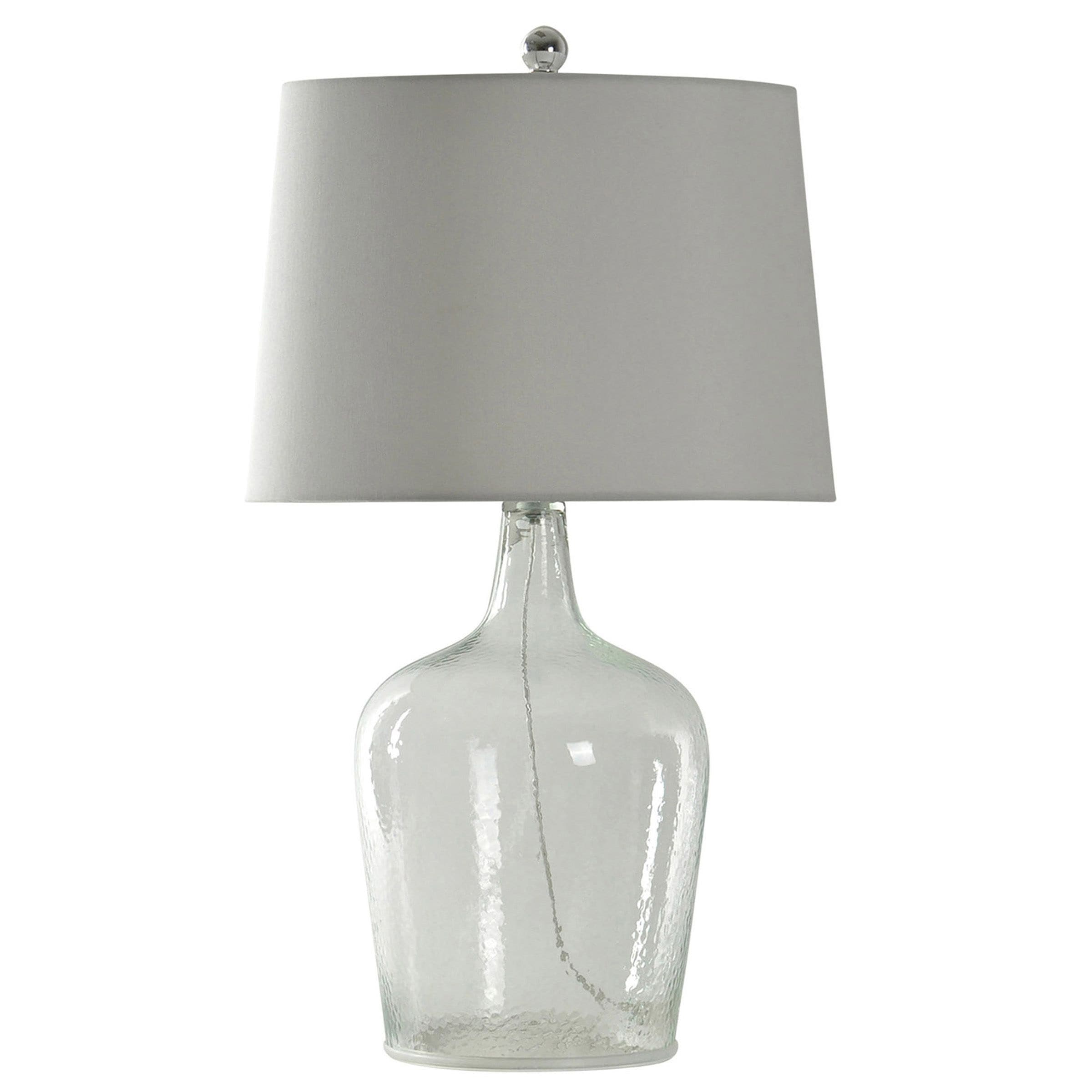 StyleCraft Incognito Seeded Clear Glass Table Lamp - White Hardback Fabric Shade