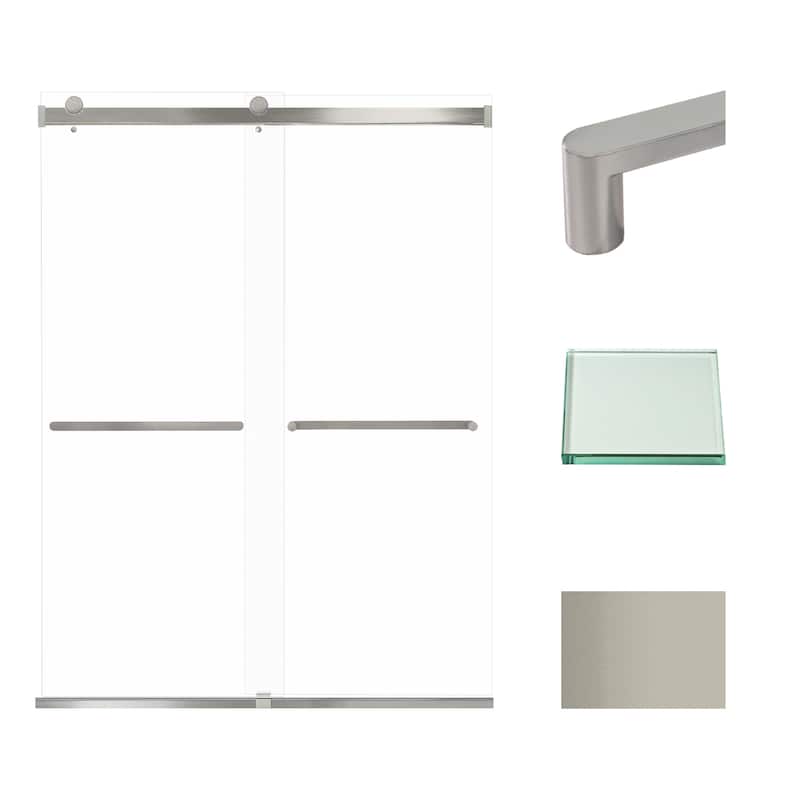 Brianna 60 in. W x 80 in. H By-Pass Frameless Shower Door with Clear Glass - 56-60-in W x 80-in H
