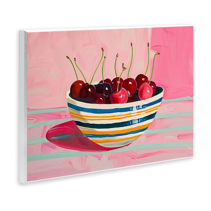 Stupell Bowl of Cherries on Pink Wall Plaque Art Design By Arlington Prints