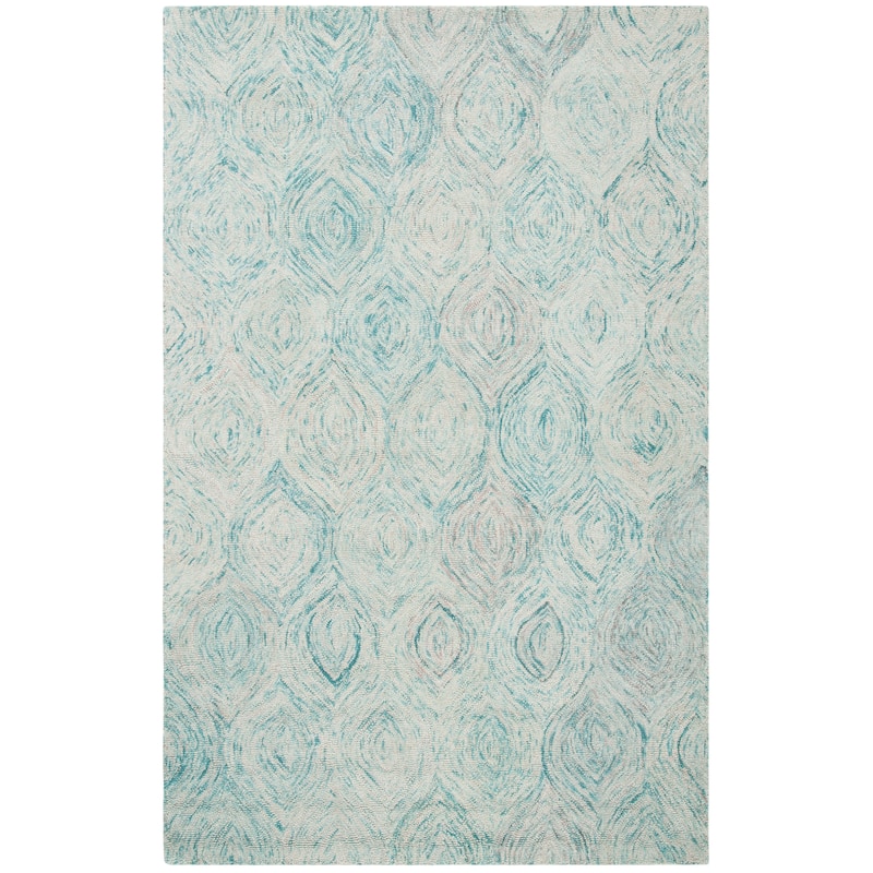 SAFAVIEH Handmade Ikat Lilija Wool Rug - 8'9" x 12' - Ivory/Sea Blue
