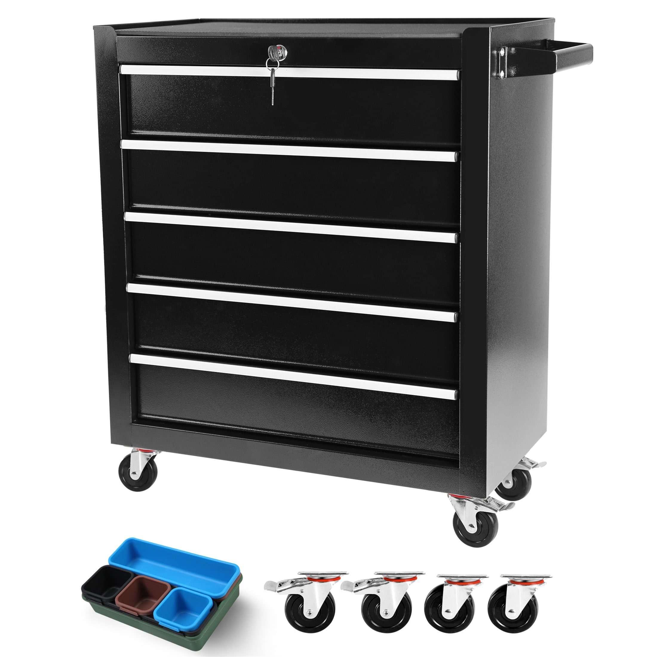 5 Drawers Rolling Tool Chest Cabinet with Wheels Bed Bath