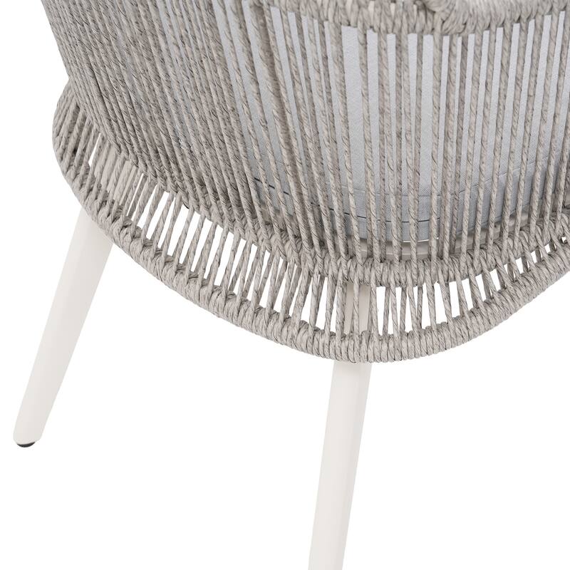 Outdoor Patio Dining Sets with PE Wicker Chairs and X-leg Aluminum Dining Table for 8 Persons