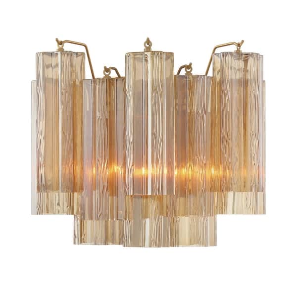 slide 2 of 4, Crystorama Lighting Group ADD-302-AM Addis 2 Light 12" Tall Wall Aged Brass