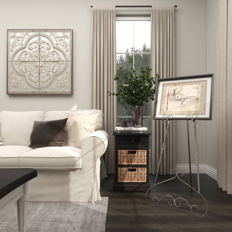 Gray Metal Large Adjustable 3 Tier Scroll Display Easel with Chain Support