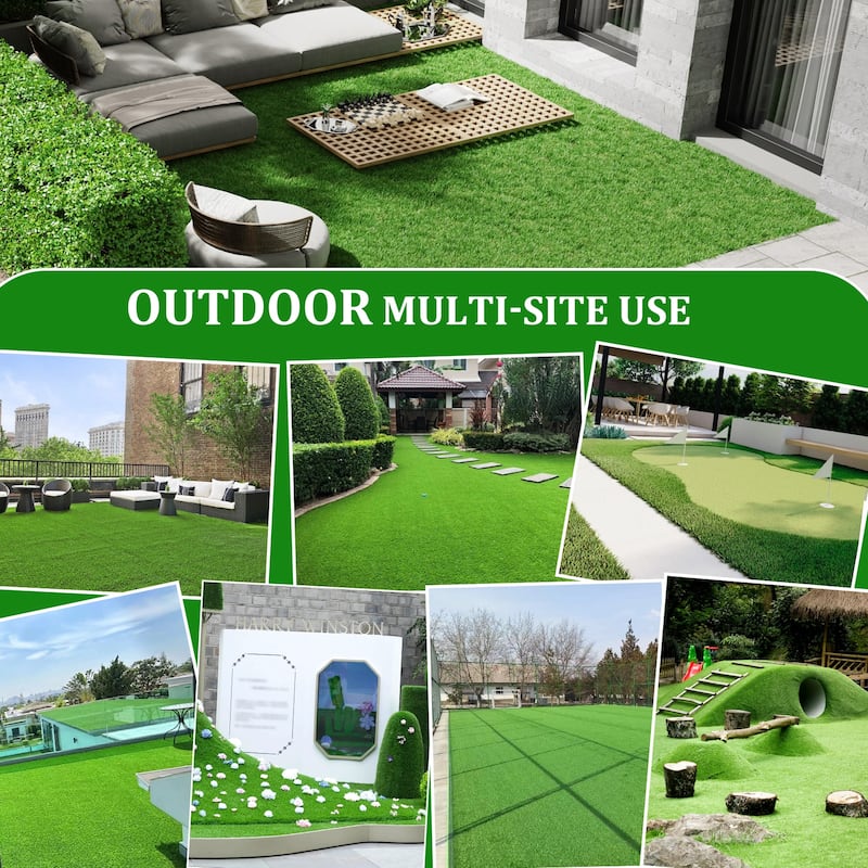 2FTX10FT Outdoor Artificial Grass Runner Rug, Thick Realistic Fake Grass Roll Decor Patio Balcony Garden Lawn - 2' x 6' Runner