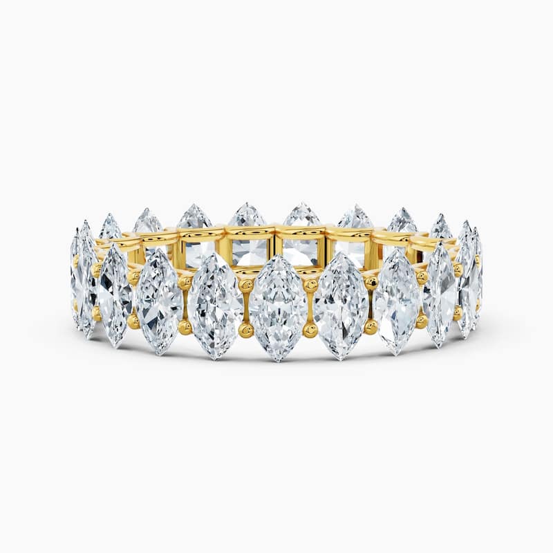Auriya 14k Gold Marquise North-South Lab Grown Diamond Eternity Band 2.70 - 11.25 ct. tw. (F-G, VS) - 3.15 ct. wt. - 4 - Yellow