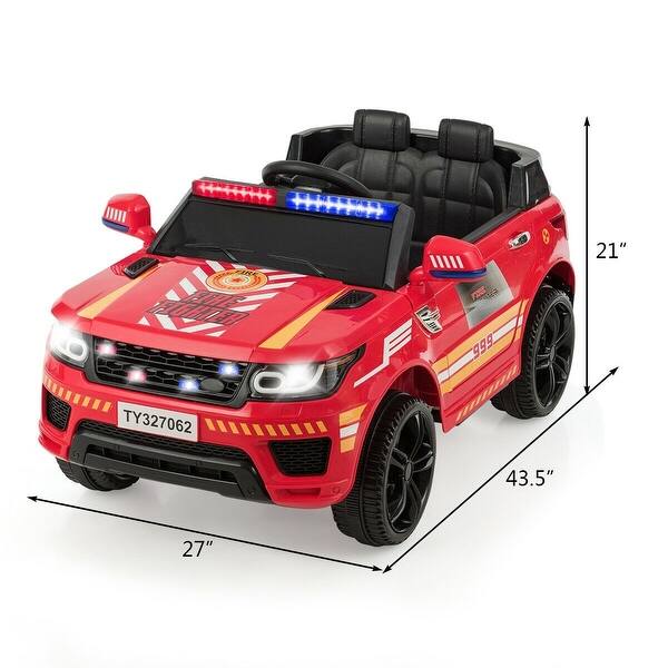 dimension image slide 1 of 2, 12V Kids Electric Bluetooth Ride On Car with Remote Control - 43.5" x 27" x 21"