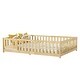 preview thumbnail 32 of 43, White Full Size Wooden Floor Bed with Fence & Door, Rubber, Safety Guardrails