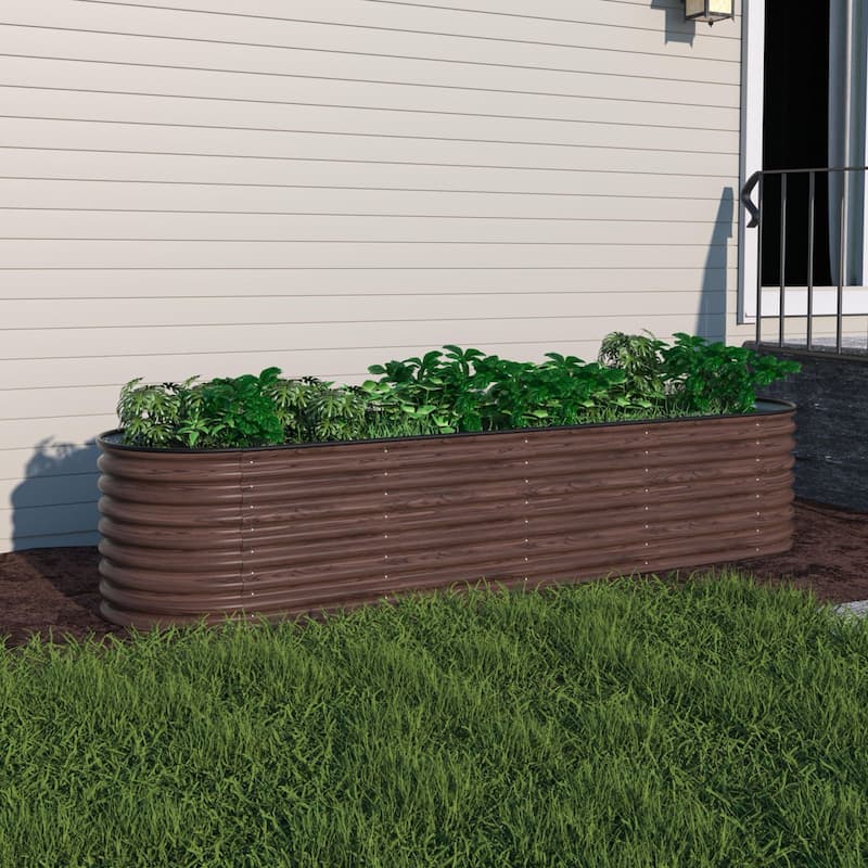 VEIKOUS 23.1''H Metal Galvanized Raised Garden Bed 9-in-1 Modular Outdoor Planter Box - N/A