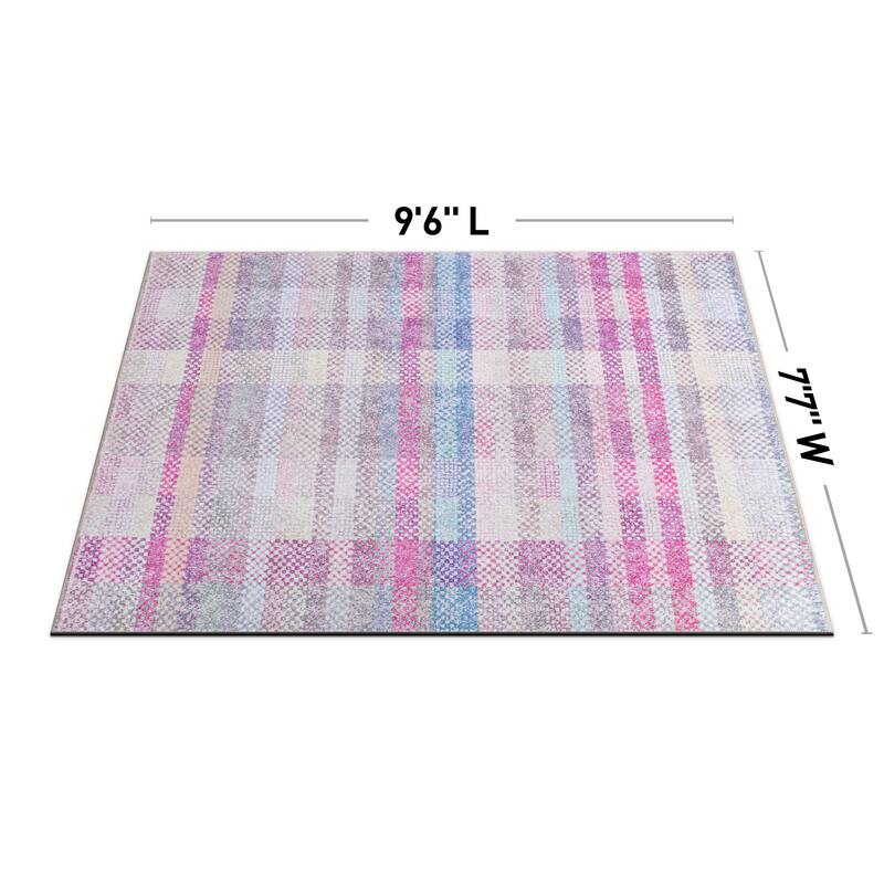 Contemporary Plaid Machine Washable Area Rug