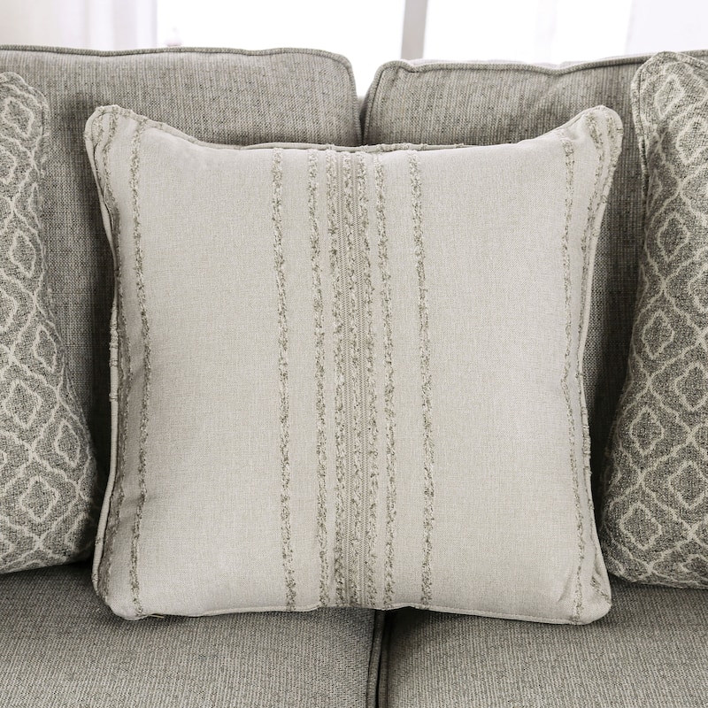 Ruwa Transitional Grey Fabric Sofa with Accent Pillows by Furniture of America