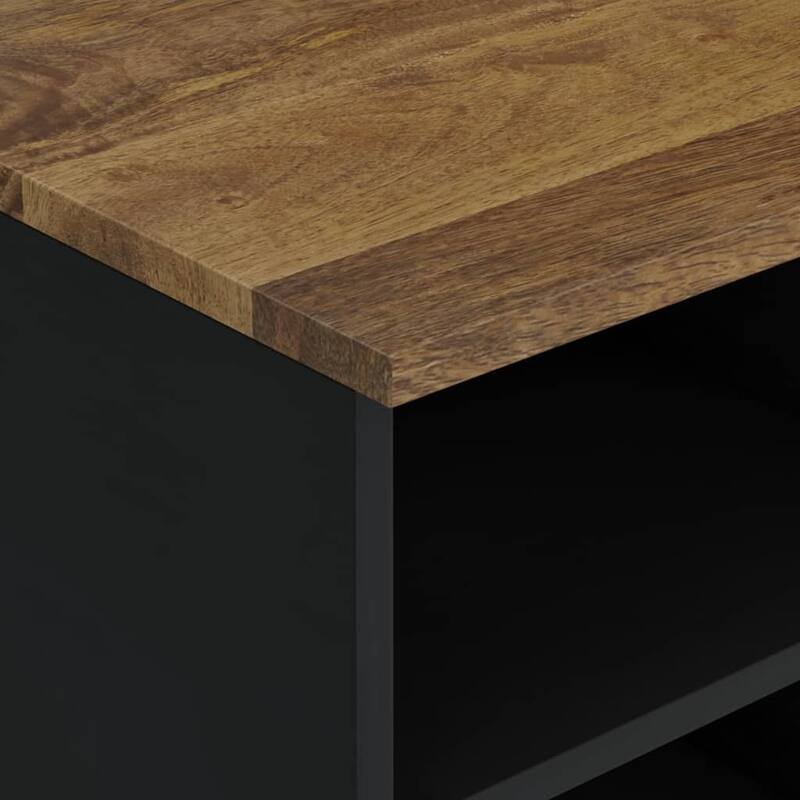 vidaXL TV Cabinet Honey brown, black Solid mango wood and engineered wood - 39.4 x 39.4 x 18.1 in