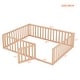 preview thumbnail 14 of 12, Queen Size Wood Floor Bed Frame with Fence and Door Montessori Floor Bed with Rails for Kids Boys & Girls