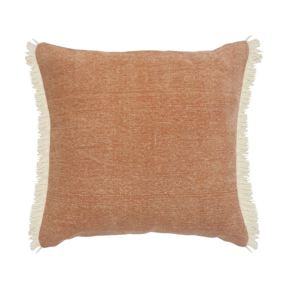 HomeRoots 20" X 20" Orange And Tan 100% Cotton Zippered Pillow