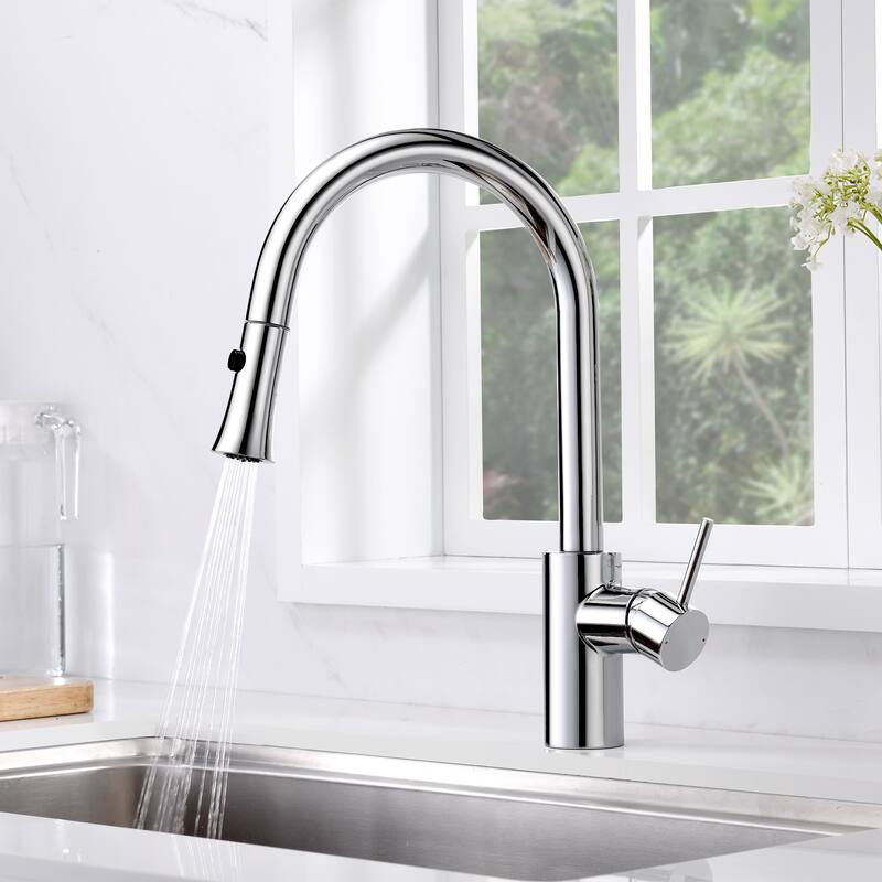 Luxier KTS11 Single Handle Pull Down Sprayer Kitchen Faucet