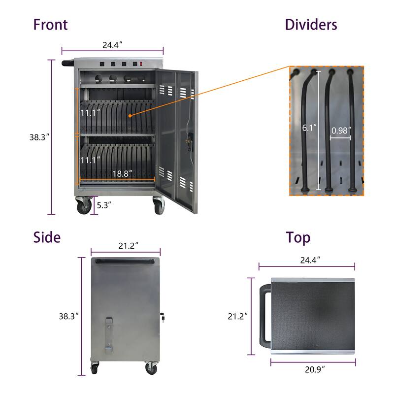 Mobile Charging Cart and Cabinet for Tablets Laptops 35-Device