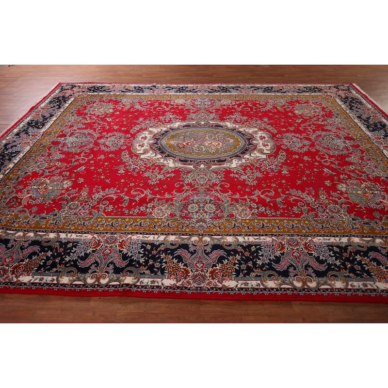 Victorian Style Red Kashan Turkish Area Rug Red Machine Made Carpet - 9'8" x 12'8"