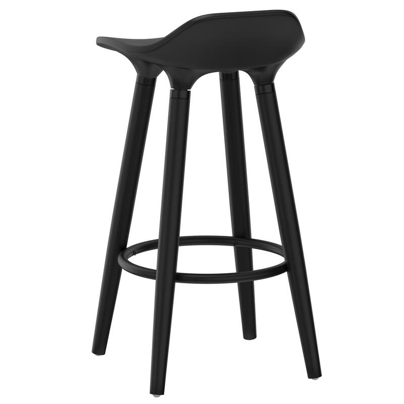 Set of 2 Mid Century ABS Plastic and Wood Backless 26" Counter Stool