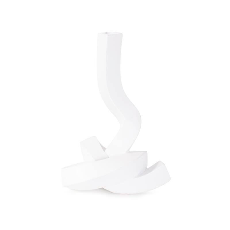 Allan Andrews Contemporary Abstract Matte White Twisted Candle Holder - 8.25"H
