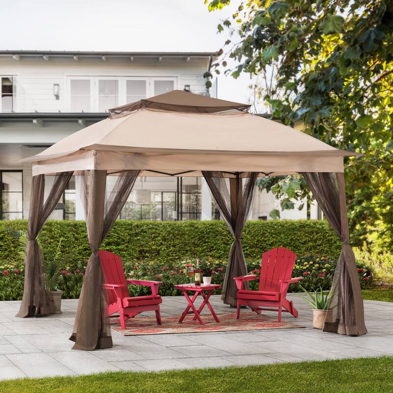 Sunjoy 11-foot Square Pop-up Portable Steel Gazebo