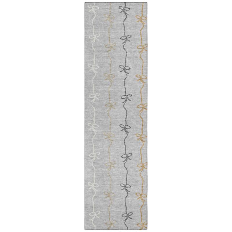 Machine Washable Indoor/ Outdoor Modern Bow Stripe Chantille Rug