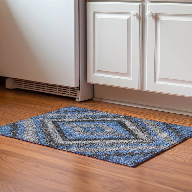 Premium Washable Super Soft Moroccan Mayfield Rug - Blue - 1'8" x 2'6"