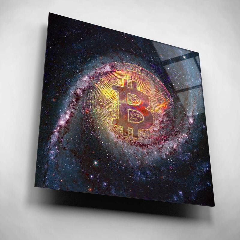 Epic Art 'Bitcoin Galaxy', Acrylic Glass Wall Art