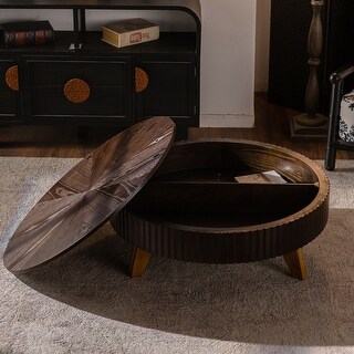 Retro Round Coffee Table with Storage Space - Bed Bath & Beyond - 43497066