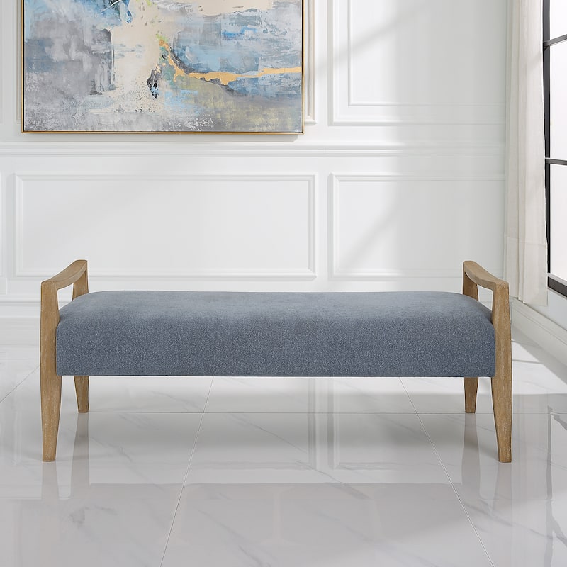 Uttermost Daylight Sky Blue Bench - 59.25"W x 23"H x 21.5"D