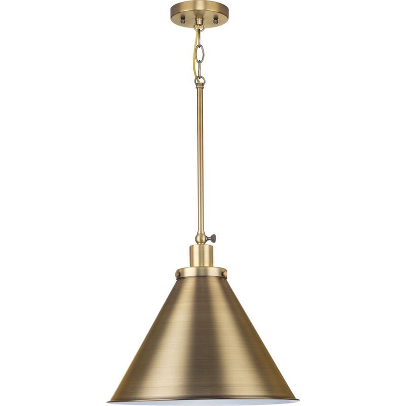 Hinton Collection One-Light Vintage Brass Modern Farmhouse Pendant - 16 in x 16 in x 14 in