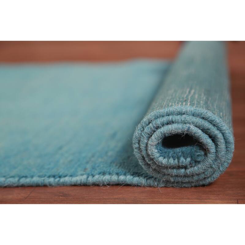 Light Blue Gabbeh Modern Rug Handmade Wool Carpet - 2'9" x 4'1"