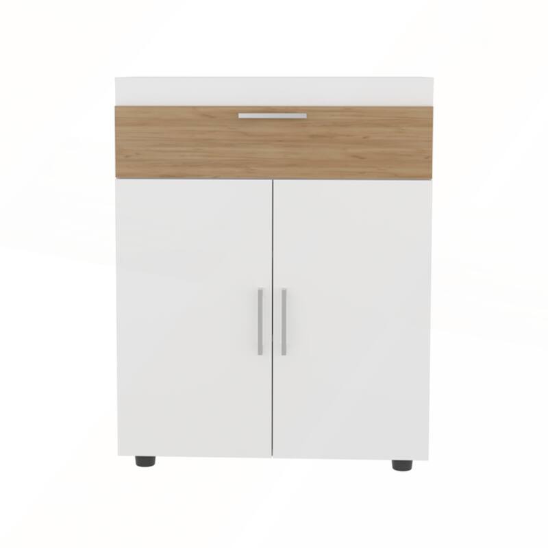 Freestanding Footwear Storage Cabinet with Double Doors and Interior Shelves