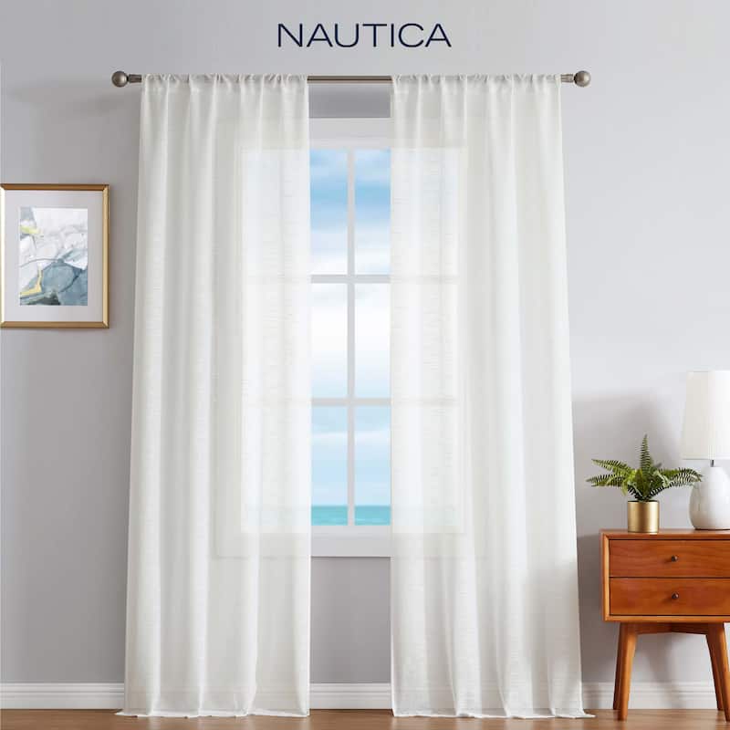 Nautica Erasmus Sheer Rod Pocket Window Curtain Panel Pair