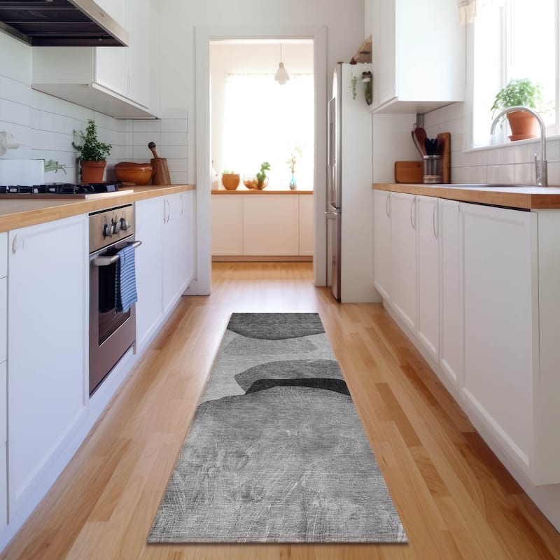Premium Washable Super Soft Modern Abstract Mayfield Rug - Gray - 2' 3" x 7' 6" - Runner