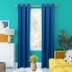 preview thumbnail 20 of 62, Sun Zero Harper Bright Vibes Total Blackout Grommet Curtain Panel, Single Panel 40" x 63" - Classic Blue