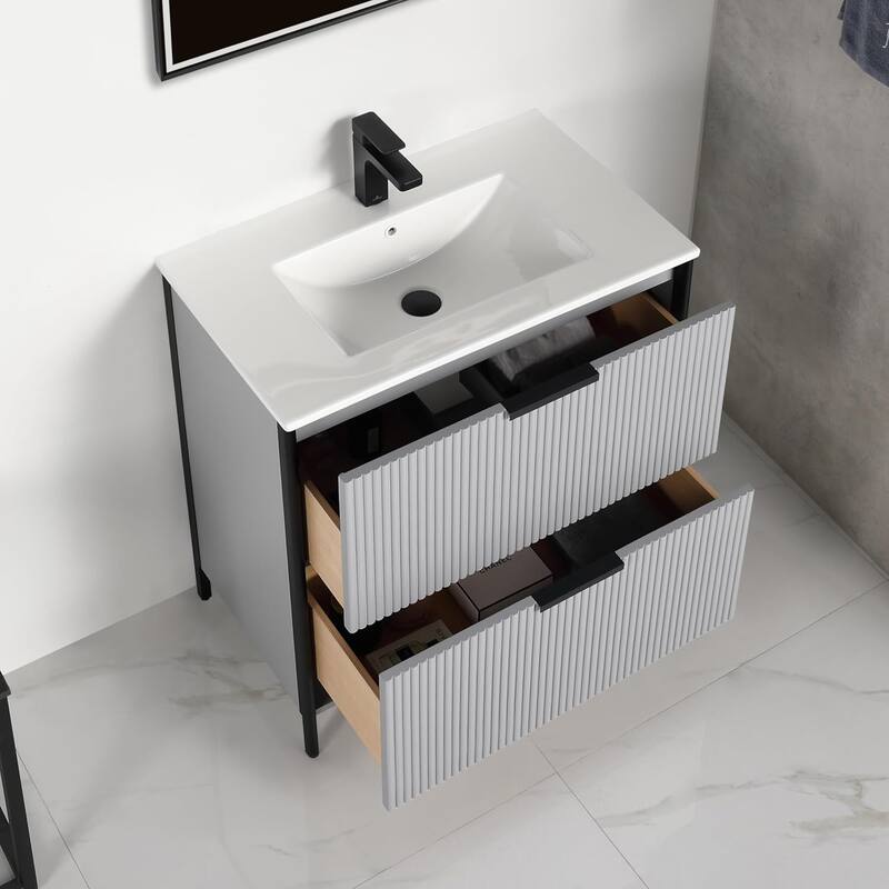 Blossom 30 Inch All Wood Freestanding Bathroom Vanity with Sink