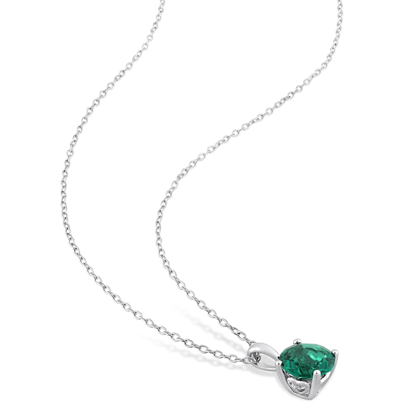 Miadora Gemstone Birthstone Earrings and Necklace Set Sterling Silver
