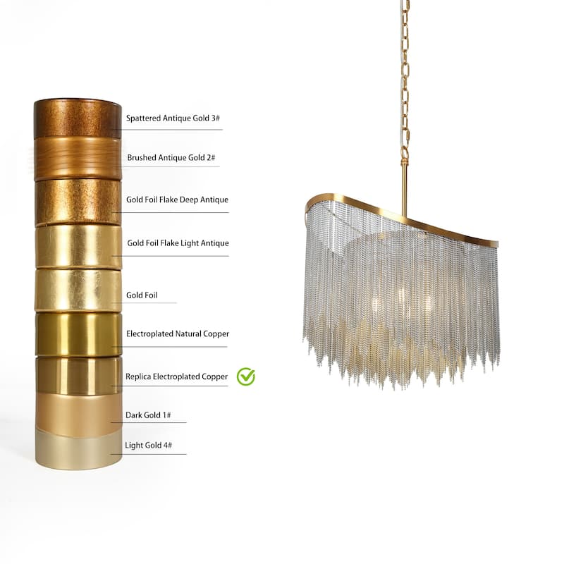Modern Glam 4-Light Chain Fringe Chandelier for Dining Room Bedroom - D18" x H80.8" Max