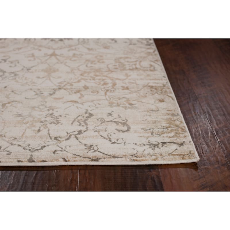 Domani Ekaterina Beige Vintage Scroll Area Rug