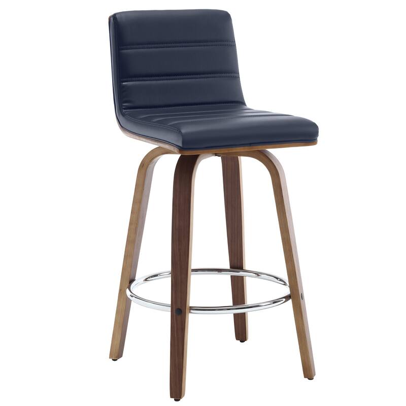 Modern Leather Upholstered Swivel Counter/Bar Stools, Set of 2