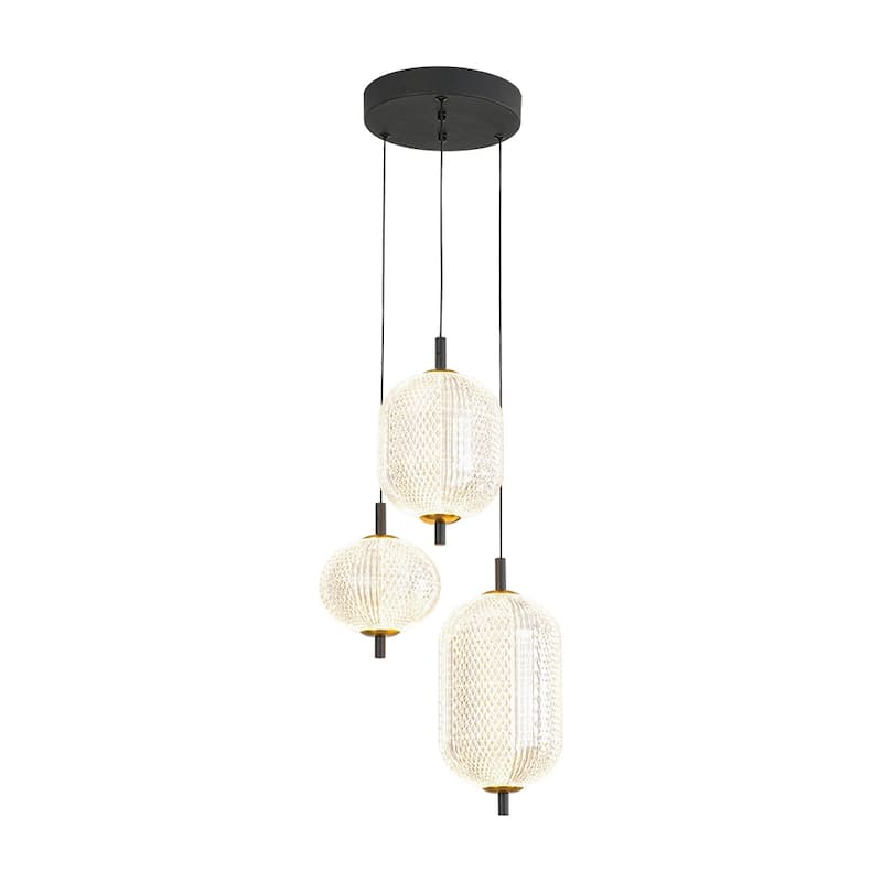 Glam 3-Light Acrylic Drops Dimmable LED Chandelier - N/A