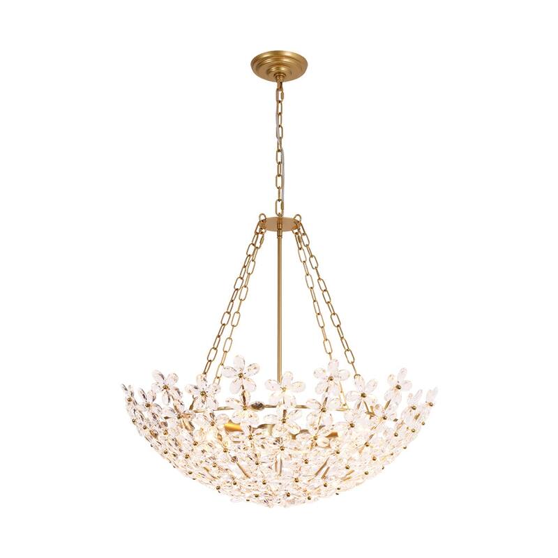 Glam Luxury Sculptural Faceted Crystal Flower Vine Chandelier 28.7in